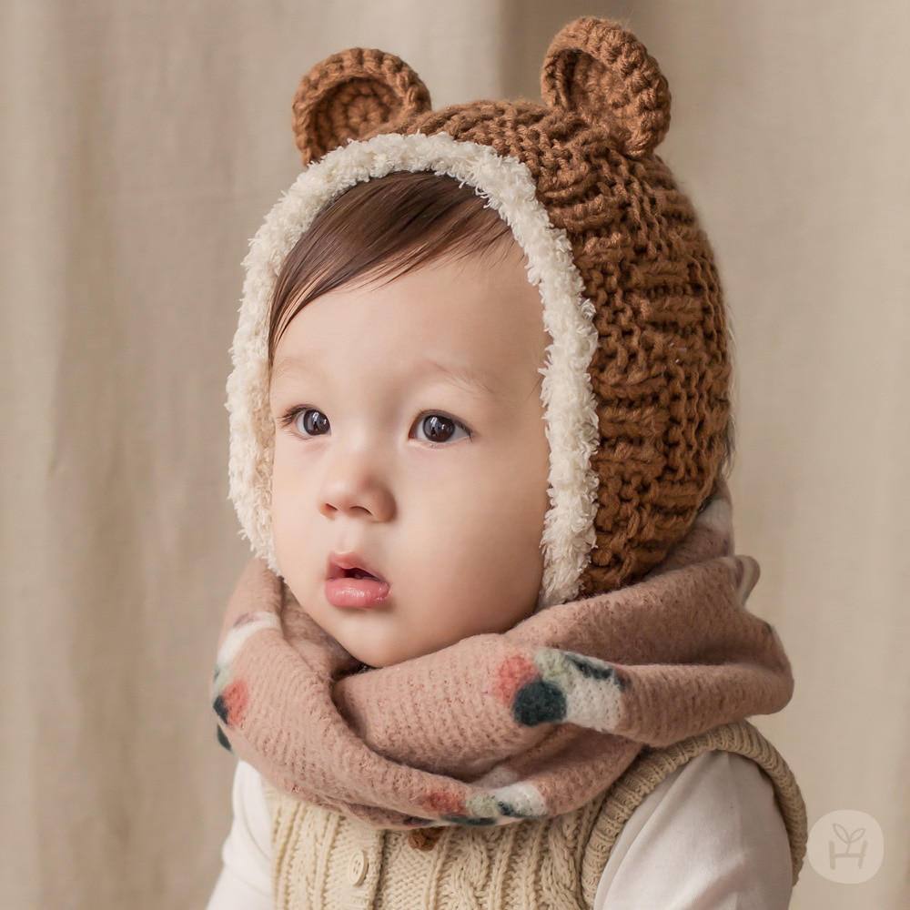 韩国进口婴儿童新款冬季围脖拉绒男女宝宝时尚脖套保暖亲子围巾