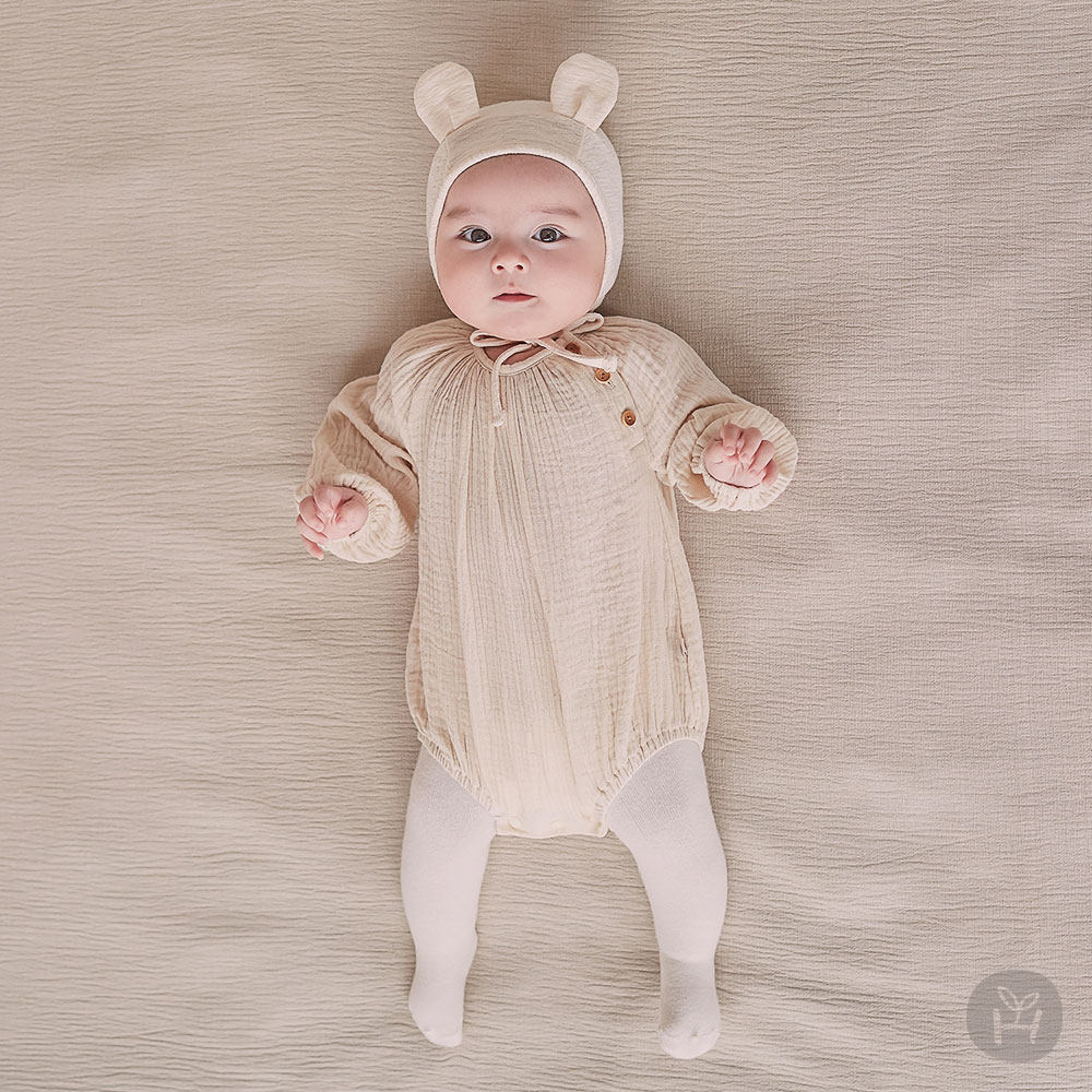 韩国进口春夏薄款男女新生宝宝连身衣全棉爬服婴幼儿童装长袖哈衣