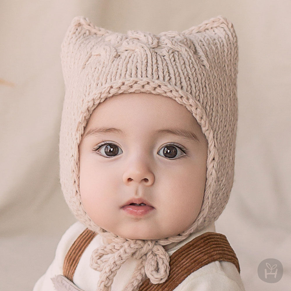 韩国进口婴儿童帽子0-2岁男女宝宝冬款毛线针织保暖护耳帽精灵帽