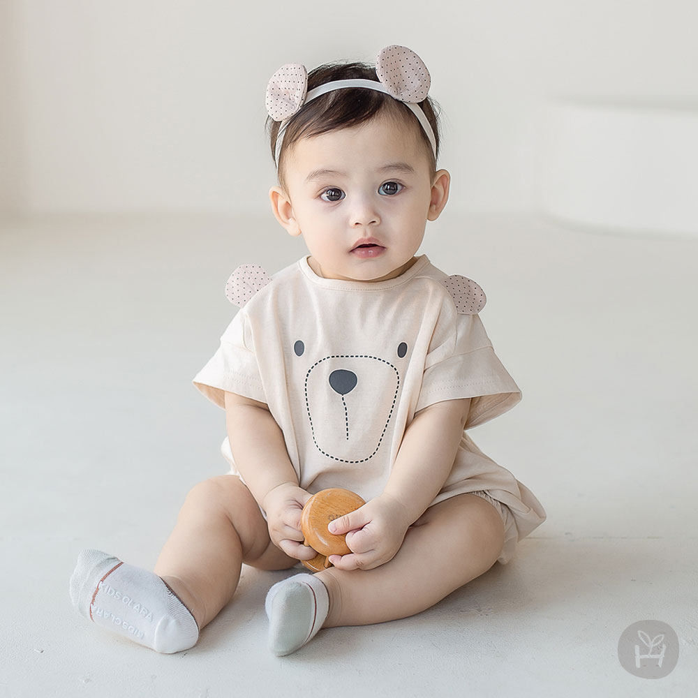 韩国进口婴幼儿小熊宝宝连身哈衣全棉大PP爬服百天周岁拍照童装