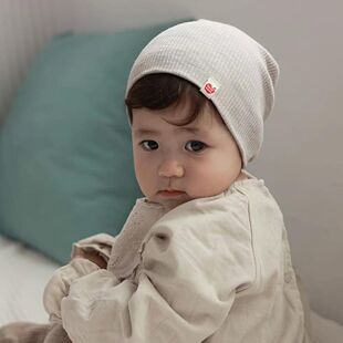 韩国进口婴儿童针织可爱套头帽子男女宝宝春秋防风保暖薄款包头帽