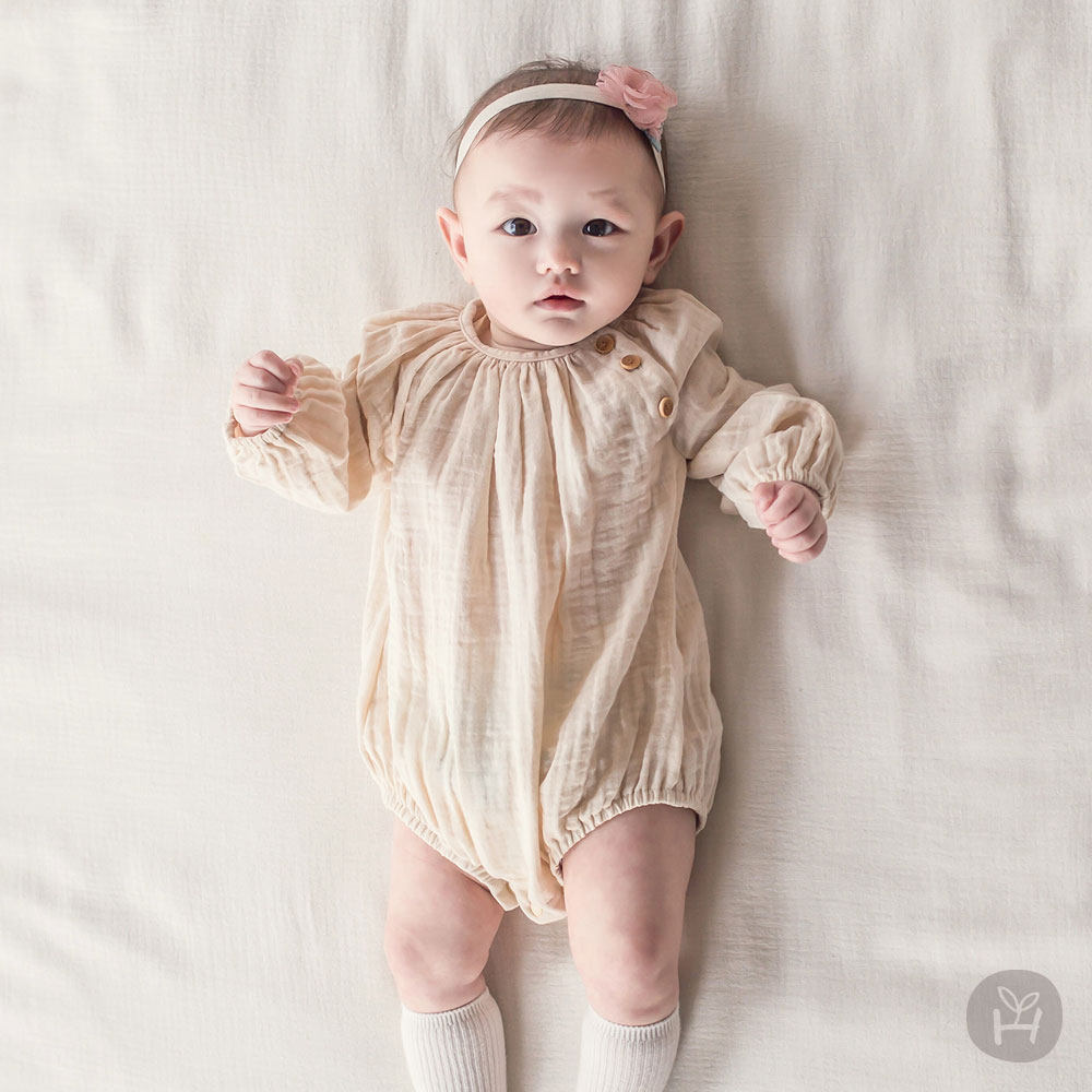 韩国进口春夏薄款新生男女宝宝连身衣纯棉爬服婴幼儿童装长袖哈衣