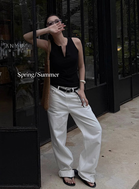 JVV SISTER十三行2025春季新款气质小V领百搭显瘦背心上衣女00008