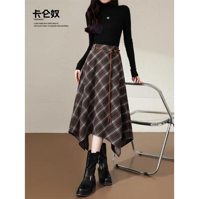 毛呢半身裙女秋冬新款高