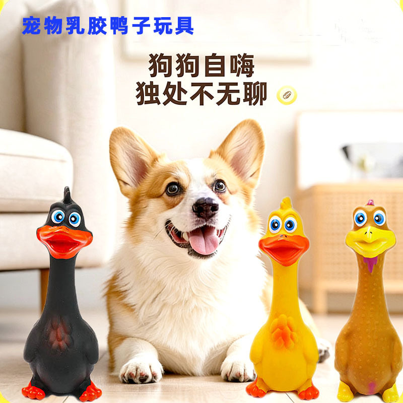 耐咬乳胶发声玩具 狗狗玩具 怪叫站立鸡大嘴鸭 狗狗磨牙玩具发声