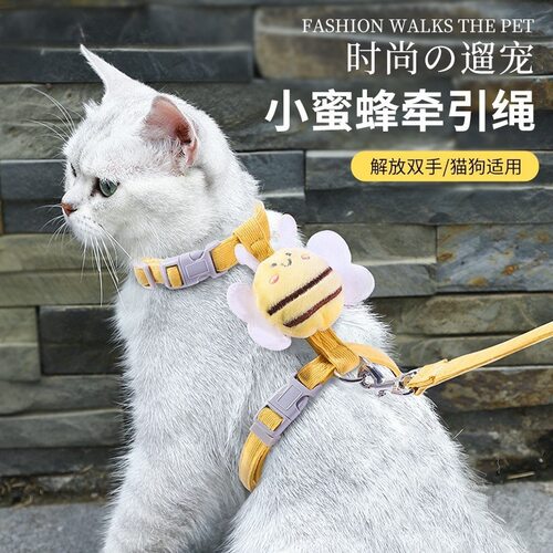 防挣脱可调节猫咪牵引绳防挣脱外出拴溜猫绳工字型宠物猫胸背厂