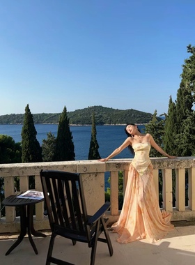 【SALE】PengTai 24ss 花色药染印花抹胸连衣裙 PARTOU品牌集合店