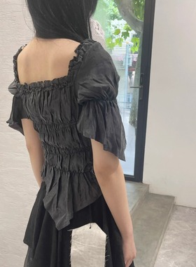 JAGEE CHEN 深灰色抽褶上衣 【PARTOU】