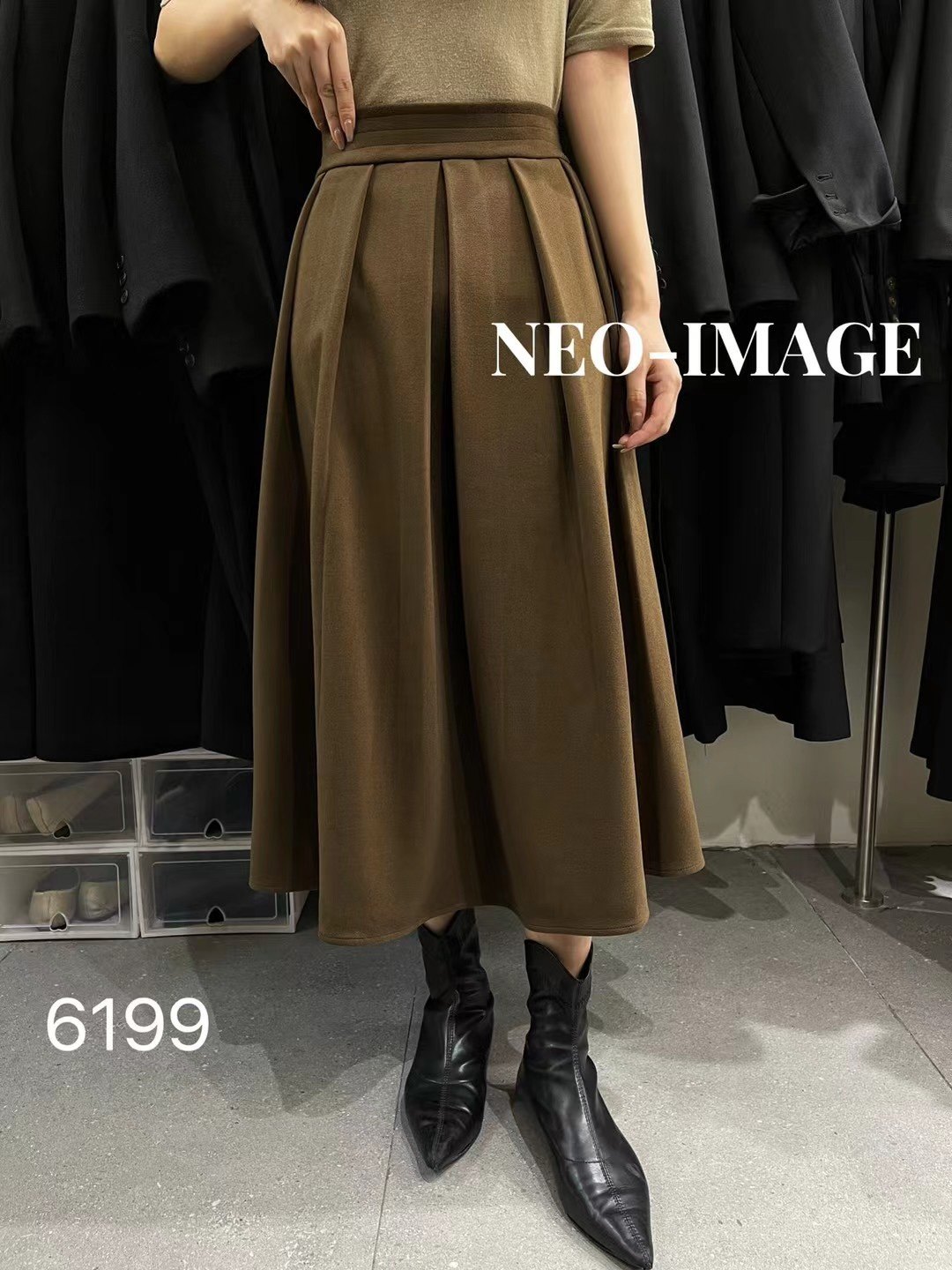 2022秋冬款Neo-Image新形象6199厚款呢料伞裙百褶长裙大裙摆百搭