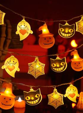 万圣节南瓜led灯串装饰品酒吧商场活动场景布置幽灵蜘蛛道具摆件