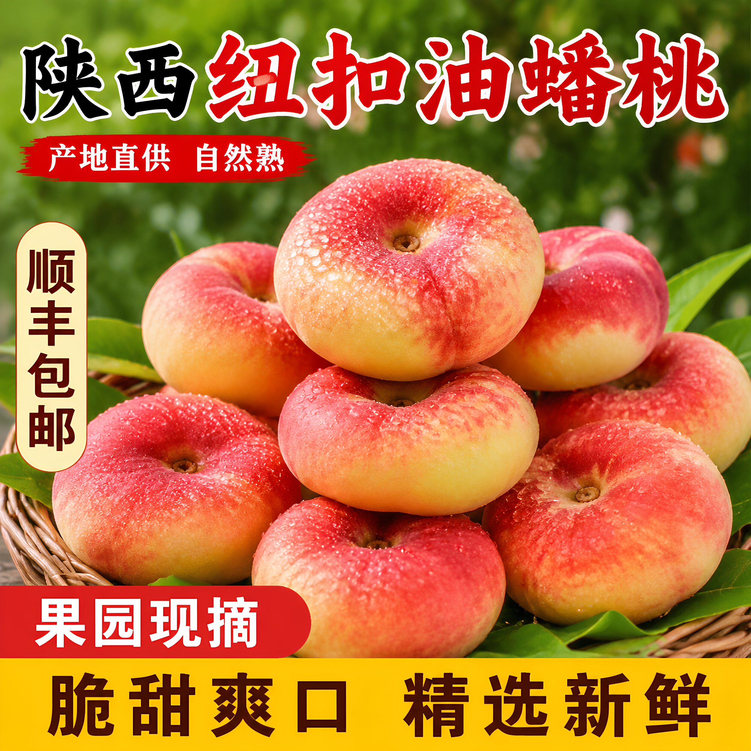 【顺丰包邮】陕西纽扣油蟠桃油桃5斤新鲜包邮当季孕妇水果扁油桃