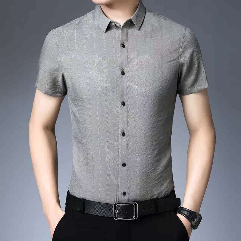 2019新款男士短袖襯衫寬松商務男裝夏季中年休閑開衫亞麻男式襯衣在類目 男裝, 襯衫中 - 來自Buy2taobao.com提供專業的淘寶代購服務