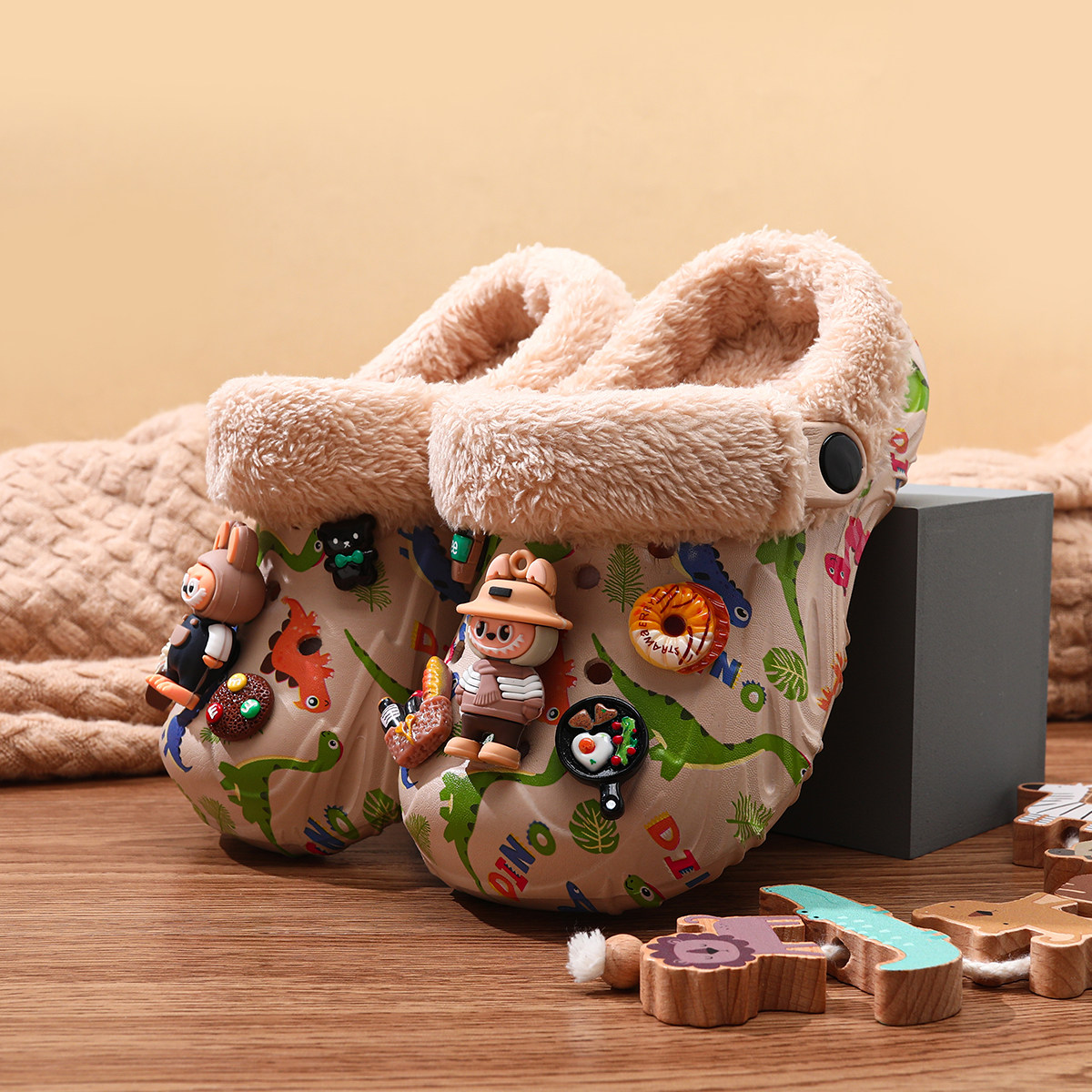 拉布布儿童棉拖鞋男童2025冬季新款女童室内家居男孩保暖棉鞋拖鞋