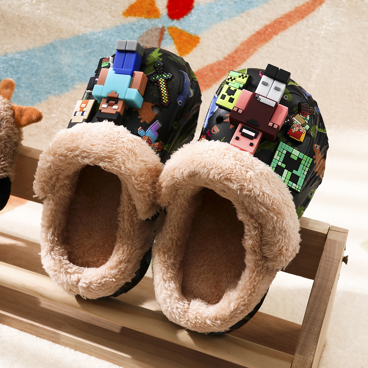 我的世界儿童棉拖鞋秋季新款男孩
