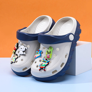 男孩沙滩鞋 蜡笔小新儿童洞洞鞋 新款 男童拖鞋 宝宝防滑软底凉拖 夏季