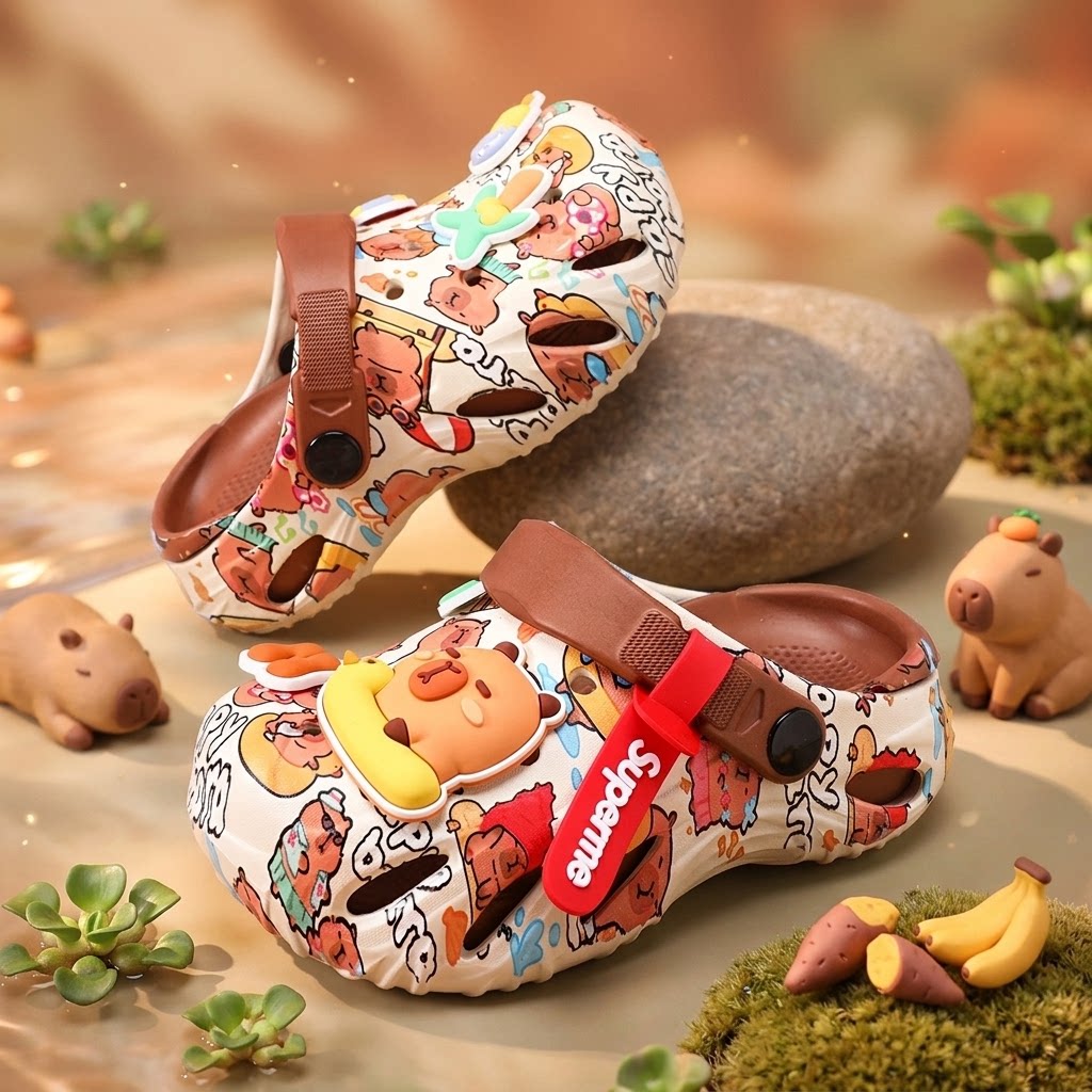 卡皮巴拉儿童洞洞鞋男童凉鞋2026夏季新款男孩宝宝中大童防滑拖鞋