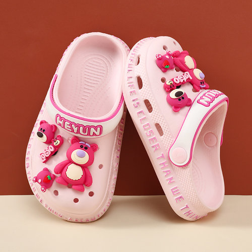 草莓熊女童洞洞鞋儿童拖鞋夏季软