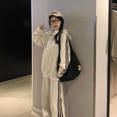 春秋学院风休闲运动套装女韩版学生灰色连帽卫衣卫裤小个子两件套