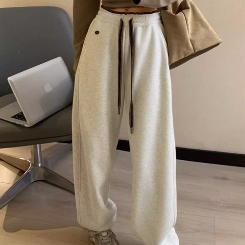 韩系egg卫裤女春季2025新款撞色高腰束脚裤宽松显瘦运动休闲裤子