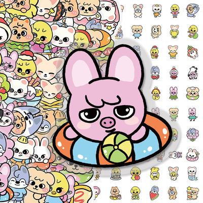 204张SKZOO可爱动物pet贴纸卡通趣味搞怪动物桌面手机壳贴画装饰