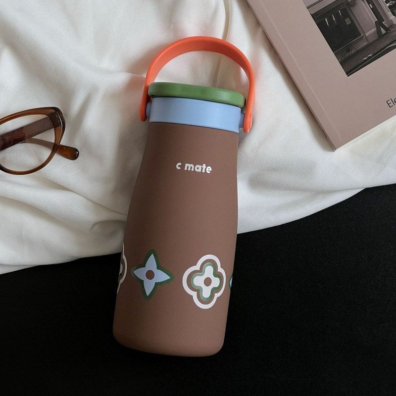 手提吸管双饮杯陶瓷内胆保温杯316便携情侣女学生高颜值牛奶水杯