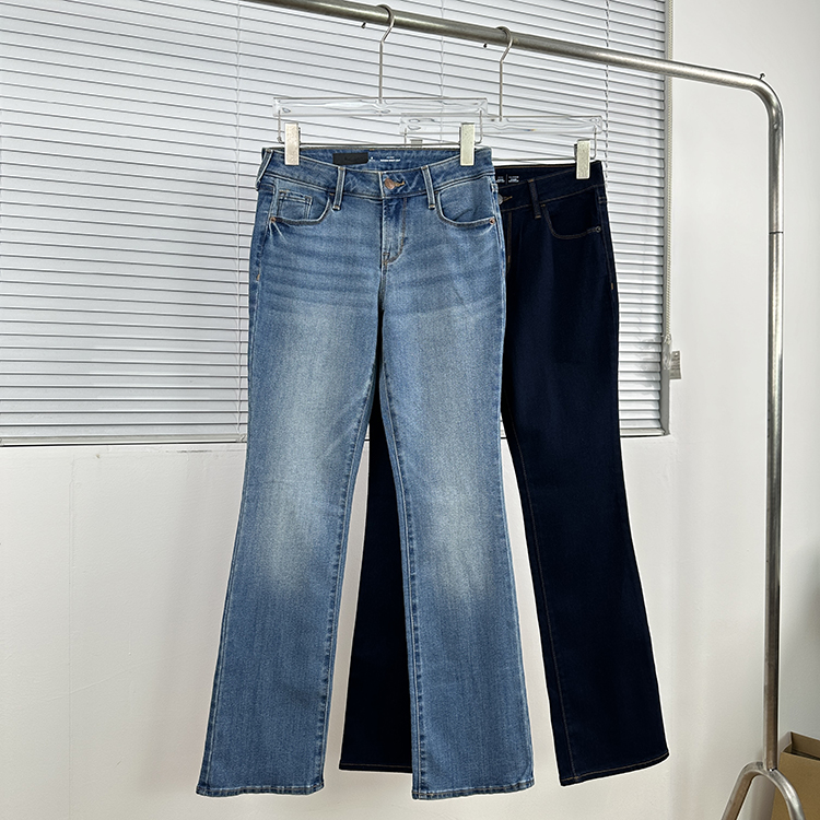 包邮OLD*Ny 经典修身显瘦弹力微喇裤 日常通勤复古中低腰牛仔裤