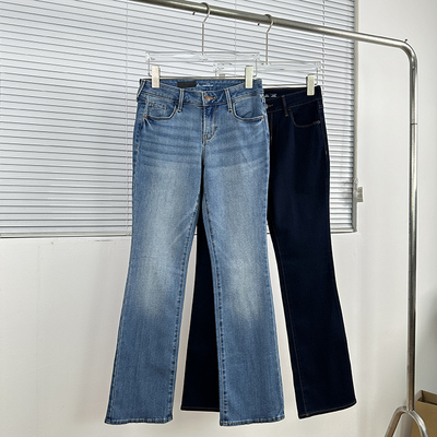 包邮OLD*Ny 经典修身显瘦弹力微喇裤 日常通勤复古中低腰牛仔裤