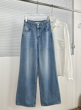 质感好物@dar*d 原几百r无弹直筒裤 韩版休闲百搭水洗高腰牛仔裤