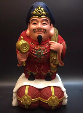 大黑天财神单面站日式彩绘汉白玉