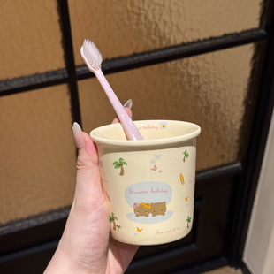 黑皮kt可爱陶瓷漱口杯可爱情侣亲子家用洗漱杯刷牙杯宿舍学生儿童
