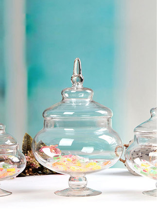 网红欧式玻璃糖果罐子带盖玻璃罐透明玻璃罩储物罐储物罐家居摆件