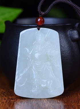 新疆和田玉羊脂玉白玉青白玉关公关二爷吊坠男女士款挂件玉坠玉佩