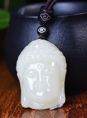 新疆和田玉羊脂玉白玉青白玉吉祥送福佛头吊坠男女款挂件玉坠玉佩