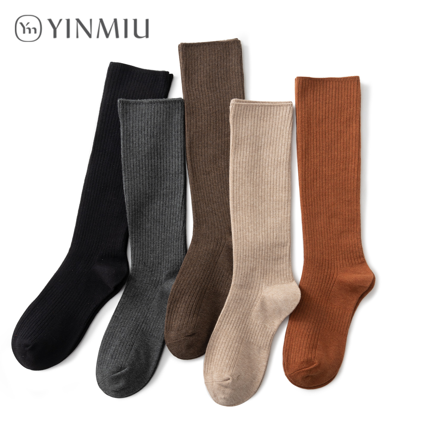 纯棉竖纹显瘦小腿袜女