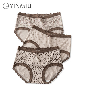 衩胖mm大码 磨毛内裤 女秋冬保暖中腰豹纹蕾丝边纯棉裆不夹屁股短裤