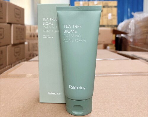 韩国进口Farmstay茶树舒缓祛痘洗面奶 清爽温和舒缓深层清洁180ml