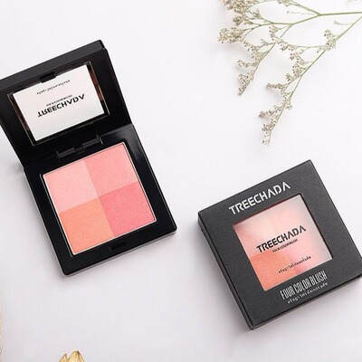 泰国进口treechada四色格子腮红盘防水自然修饰轮廓可爱学生女10g
