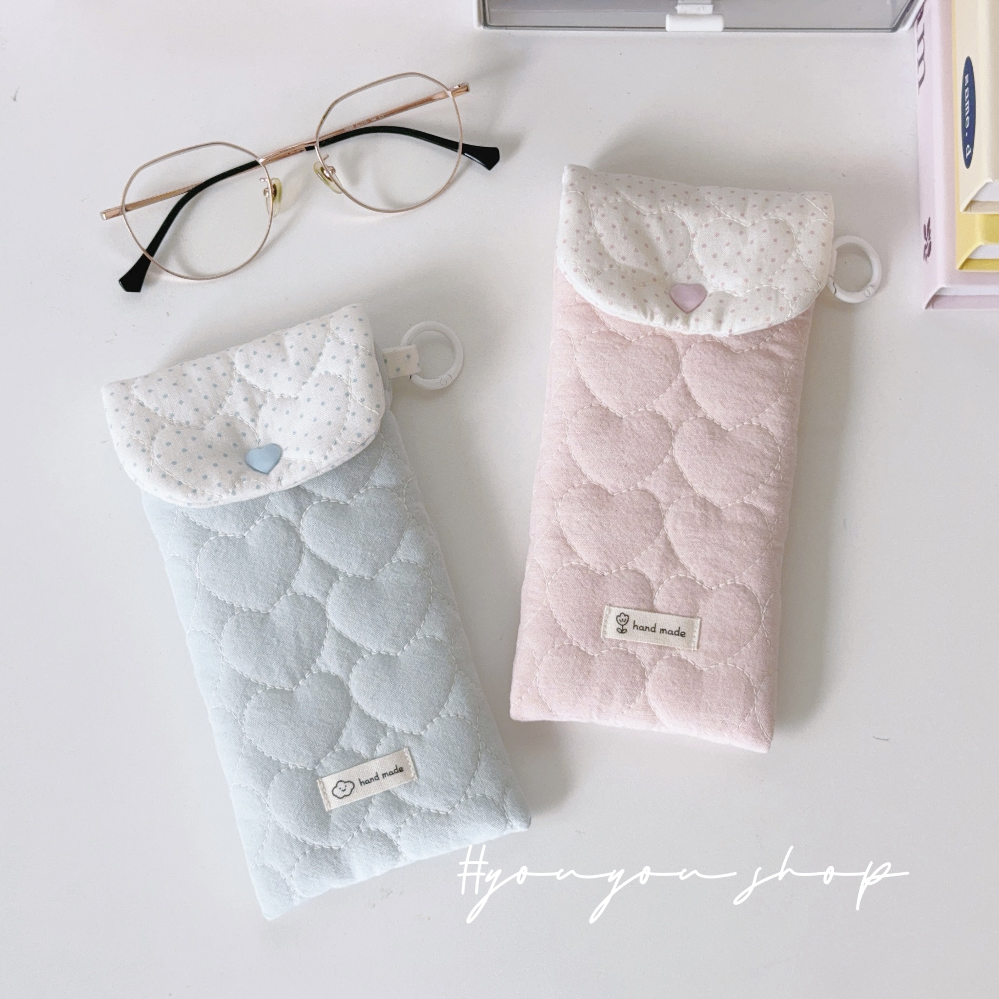 韩国进口绗棉眼镜袋ins风