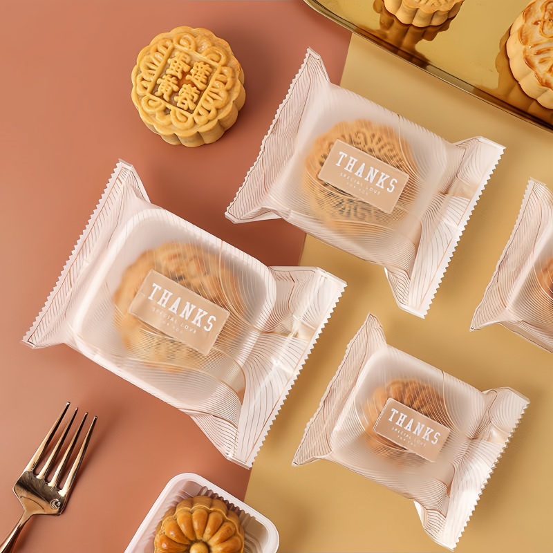 新款月饼包装袋带托磨砂机封袋家用绿豆糕点吸塑托蛋黄酥月饼袋子