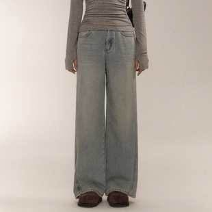 新款 浅蓝色洗水弧形分割磨损边缘2024冬季 官方授权 牛仔裤 AsGony