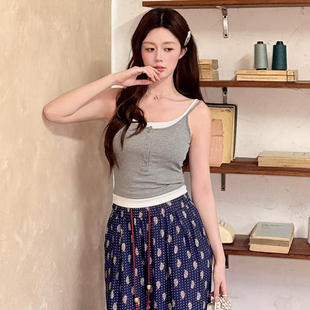 Ciobbur 吊带女辣妹百搭撞色吊带假两件上衣2025秋季新款官方授权