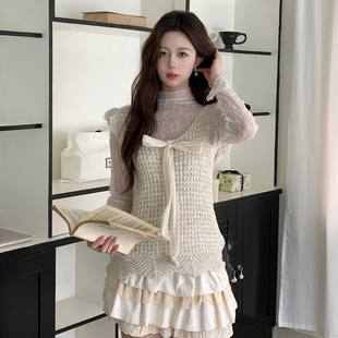 Ciobbur 针织衫亮丝毛衣背心网纱打底两件套2025秋季新款官方授权