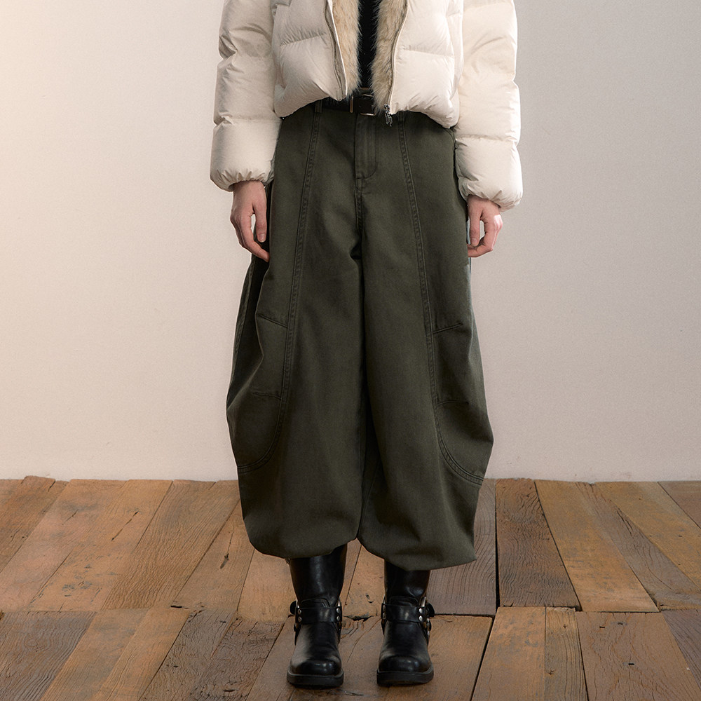 VIAPITTI军绿色宽松阔腿裤