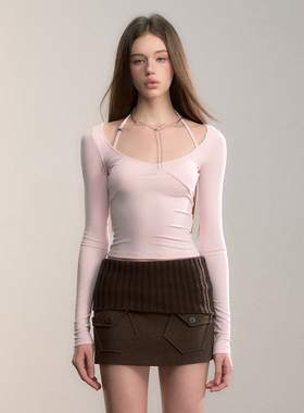 VIA PITTI长袖T恤设计感基础百搭挂脖打底衫2025冬季新款官方授权