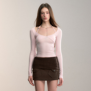 新款 VIA 2025冬季 T恤设计感基础百搭挂脖打底衫 官方授权 PITTI长袖