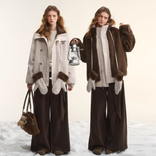 官方授权 新款 AsGony外套时尚 设计感仿貂毛双面穿夹克上衣2025冬季