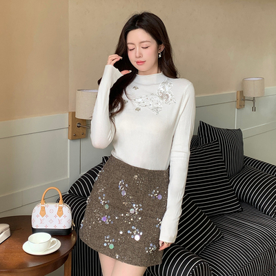 CiobburT恤修身水钻珍珠蝴蝶