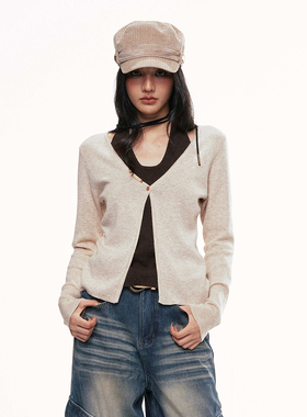 CHILL ZOEY毛针织衫女设计感陶野假两件上衣2025冬季新款官方授权