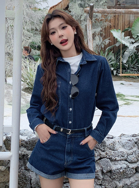 LEAP DREAM时尚套装蓝色牛仔衬衫短裤两件套2025秋季新款官方授权