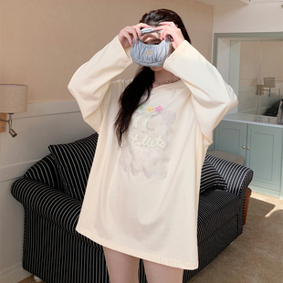 Ciobbur长袖T恤女毛刷字母蕾丝印花宽松上衣2025冬季新款官方授权